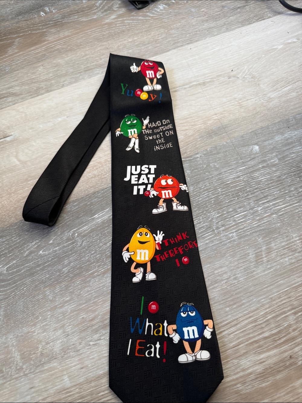 M&M'S Black Novelty Tie with Multicolor M&M Characters